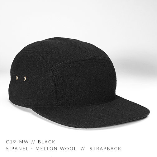 c19-MW // 5 Panel - Melton Wool // Custom Strapback — CAPTUER HEADWEAR